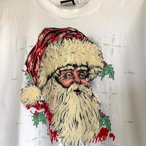 Vintage NWOT Santa Claus t-shirt 90s glitter Christmas tee sz L Diamond Dust